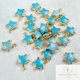 Turquoise Star Shape Gemstone Pendant, 925 Silver Electroplated Single Loop Gemstone Connector, Pendant, DIY Jewelry Making Supply, Gift
